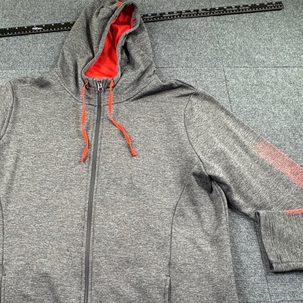 Under Armour ColdGear Mens XXL Gray Orange Full Zip Hoodie Loose Fit Jacket